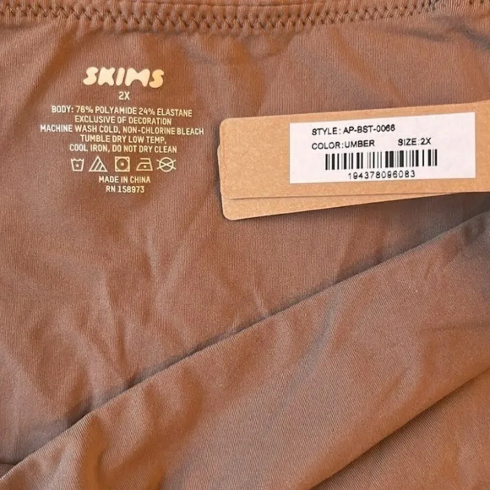 Skims 2X Fits Everybody Cami Thong Bodysuit Umber Brown Scoop Neck NWT MSRP $60
